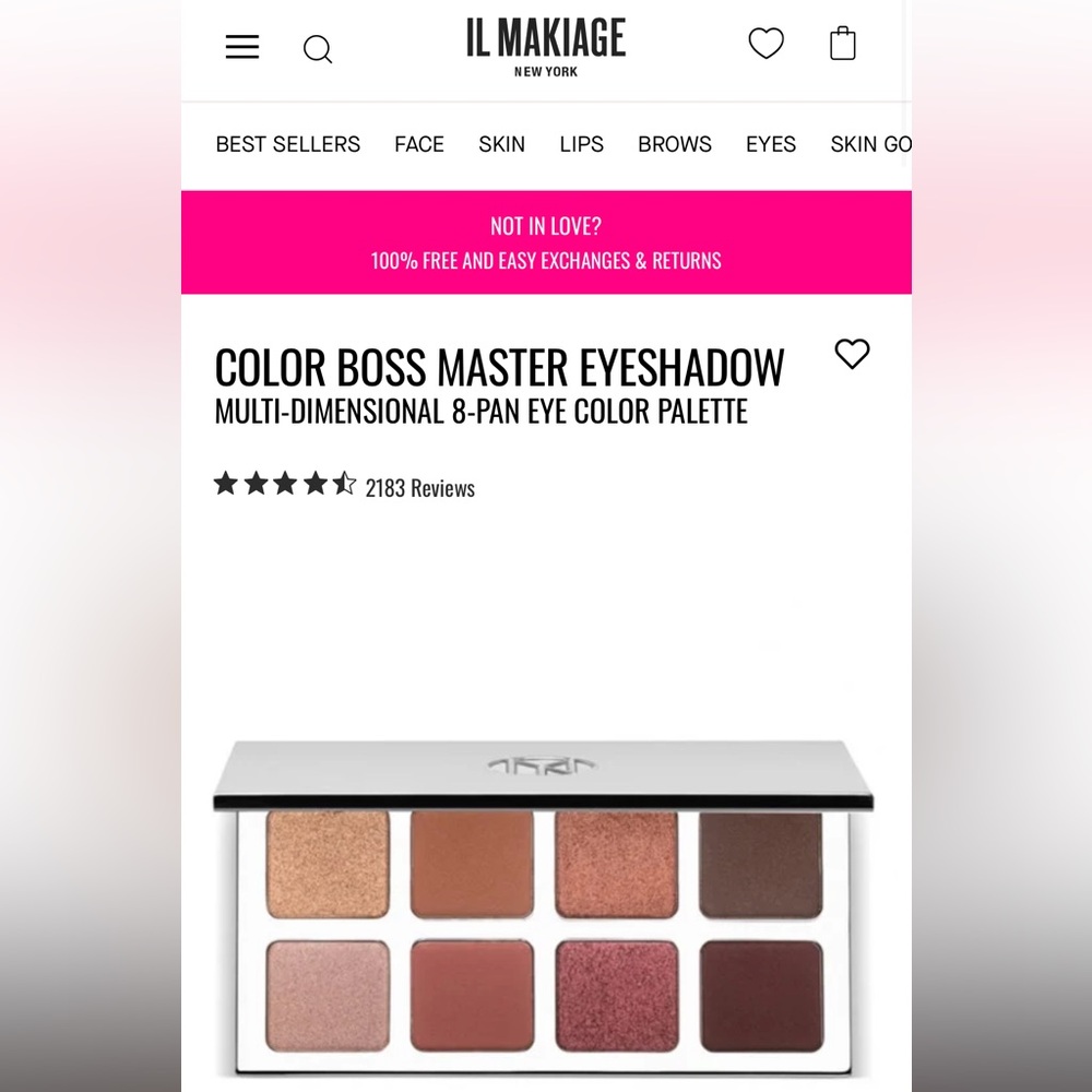 IL MAKIAGE COLOR BOSS MASTER EYESHADOW
MULTI-DIMENSIONAL 8-PAN EYE COLOR PALETTE